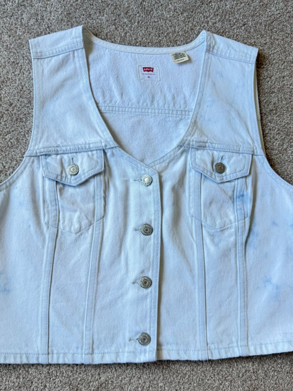 Levi's Bella Denim Corset Vest Light Blue Cropped XL